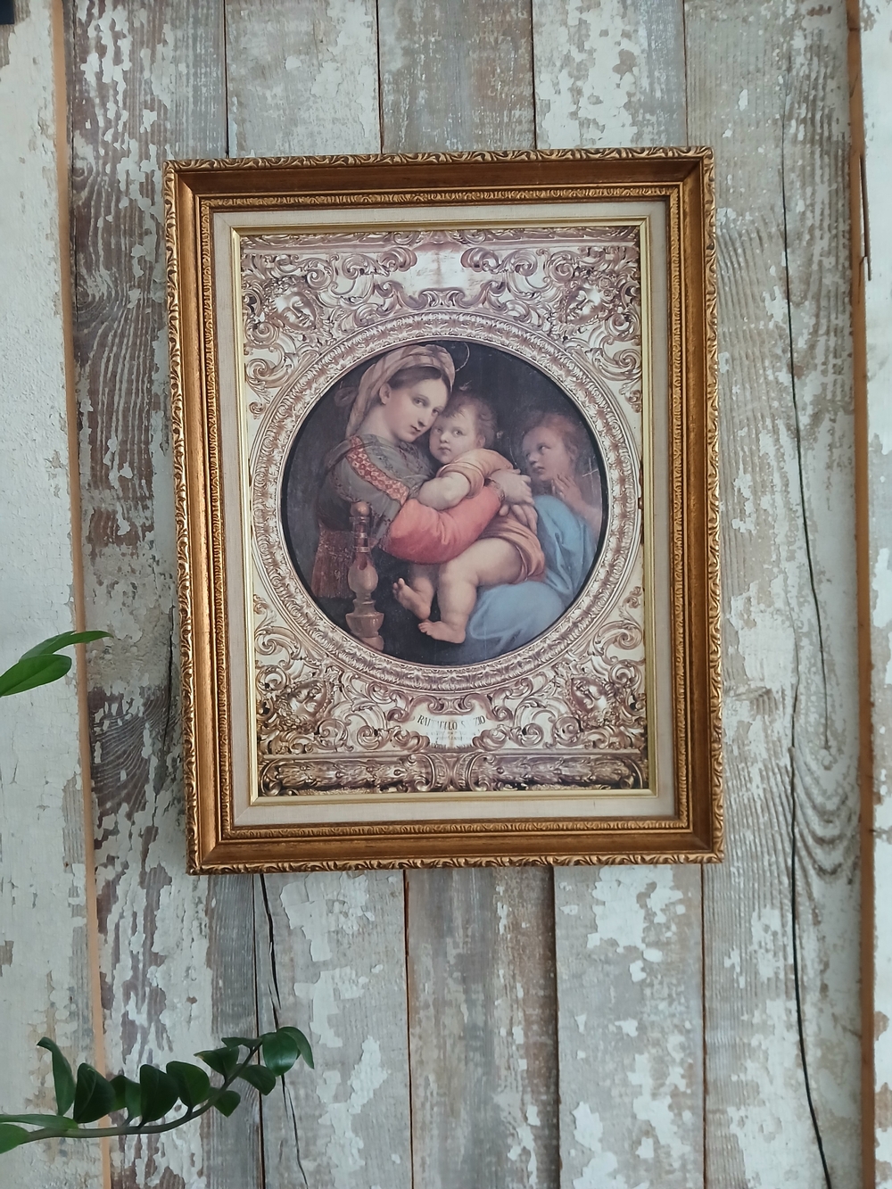Gold Framed Classical Religious Wall Art / Madonna of the Chair Frame Art
